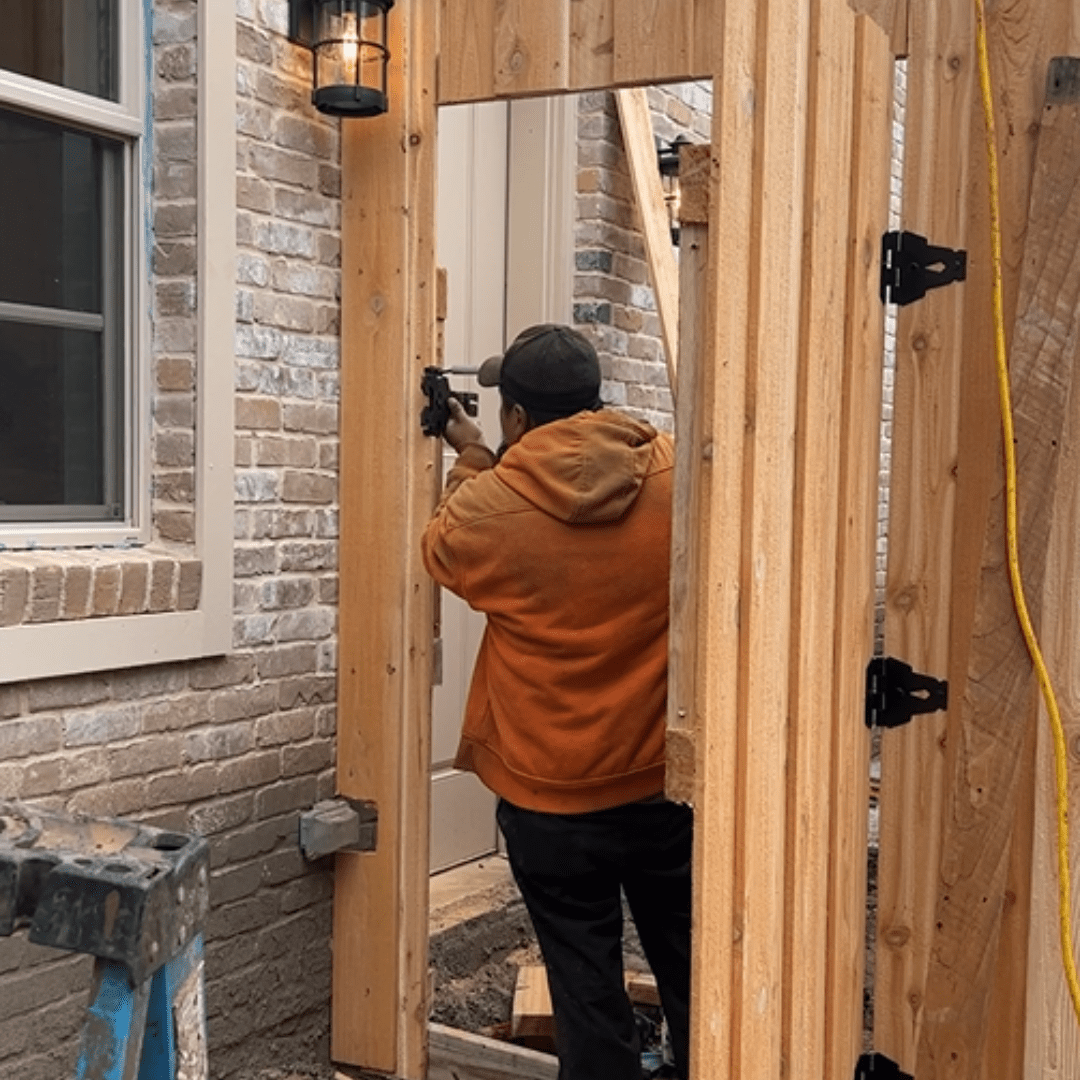 cedar fence gate hardware install 1