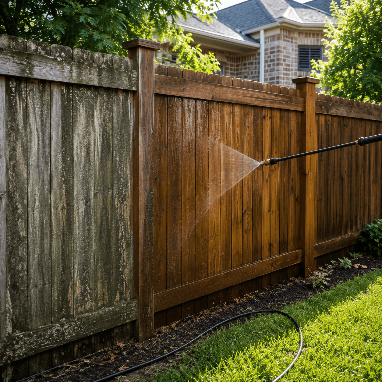 Cleaning a Cedar Fence getting for Fence Staining in Dallas TX (1) Cleaning a Cedar Fence getting for Fence Staining in Dallas TX