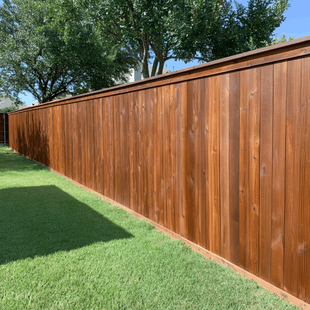 Fence staining in Allen backyard finished